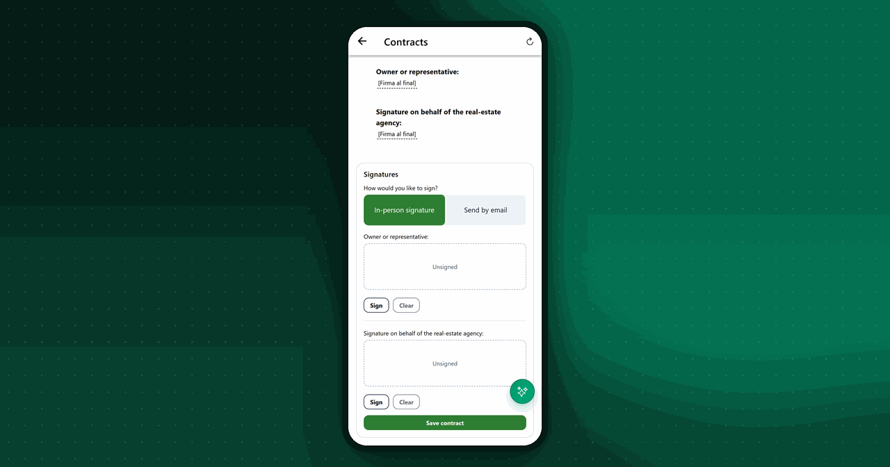 Signing a contract on the phone in Domuspace: in-person signature or sending by email