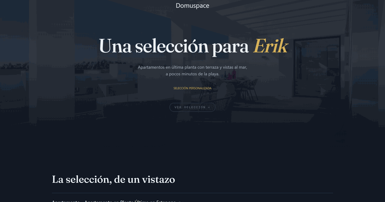 Portada de un dossier de propiedades de Domuspace: una selección personalizada para el cliente